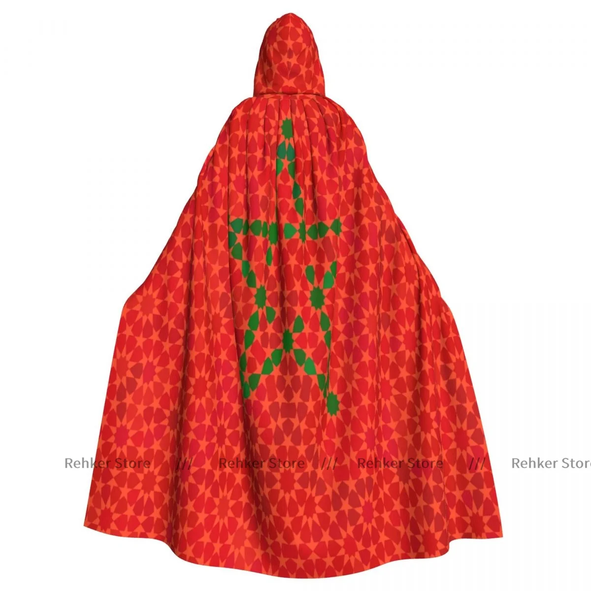 

Morocco Flag With Traditional Moorish Ornament Hooded Cloak Coat Halloween Cosplay Costume Vampire Devil Wizard Cape Gown Party