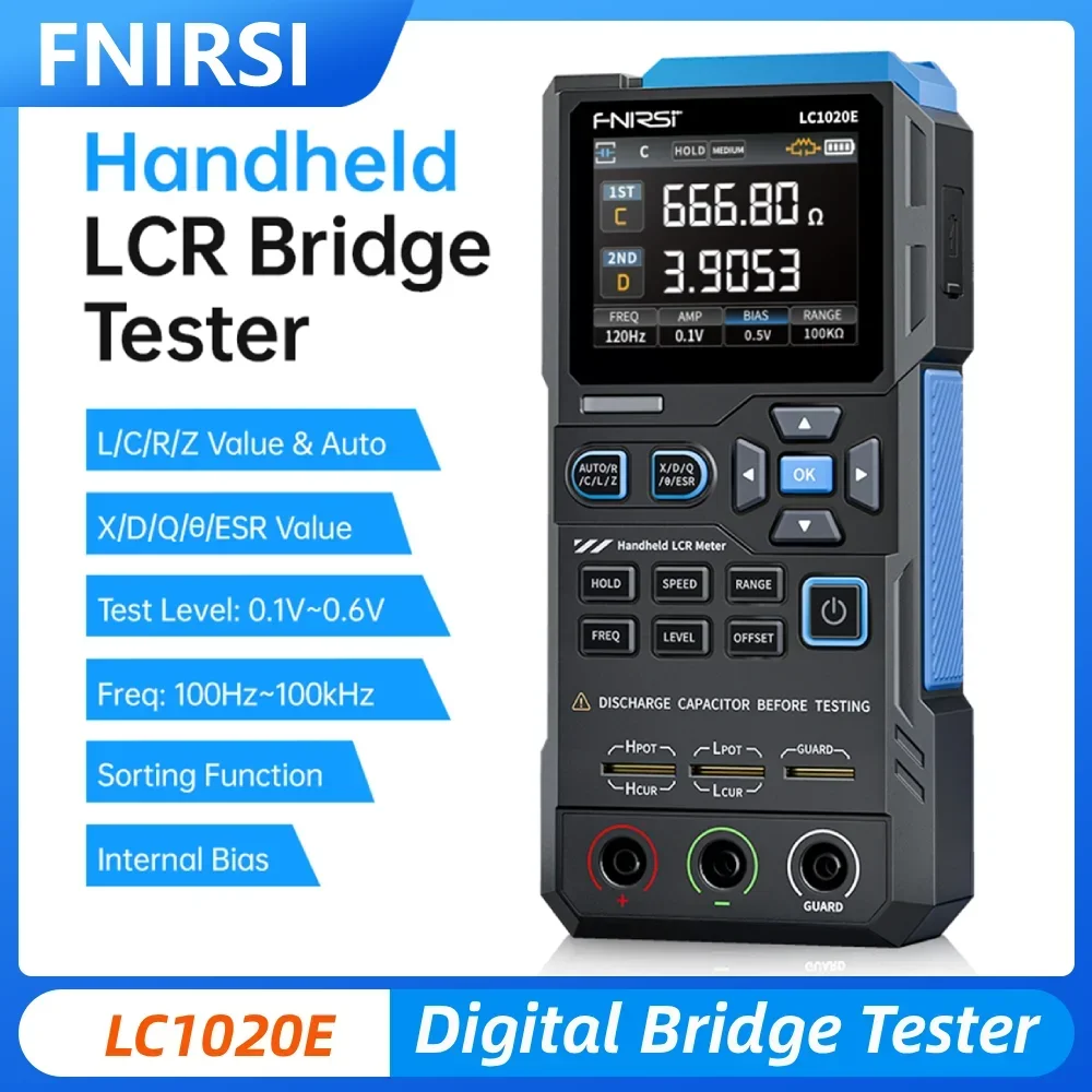 

FNIRSI LC1020E LCR Meter High Precision Wide Range Measurement Digital Bridge Tester For Inductance Capacitance Resistance