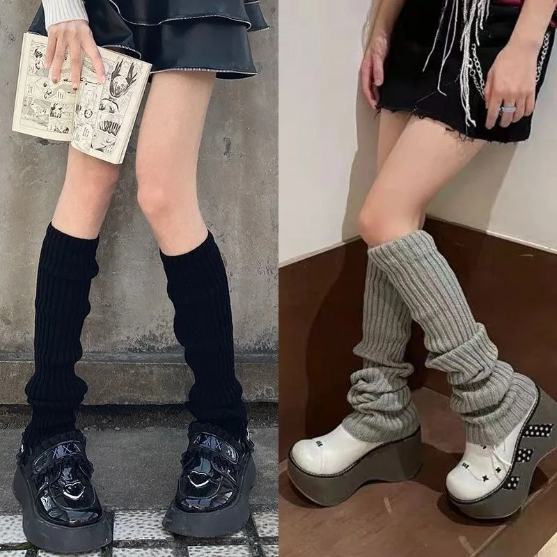 Korean Style Knitted Leg Warmers,Warm Winter Knit Leg Covers for Daily Streetwear Party,Harajuku Aesthetic Sock Accessories view 4
