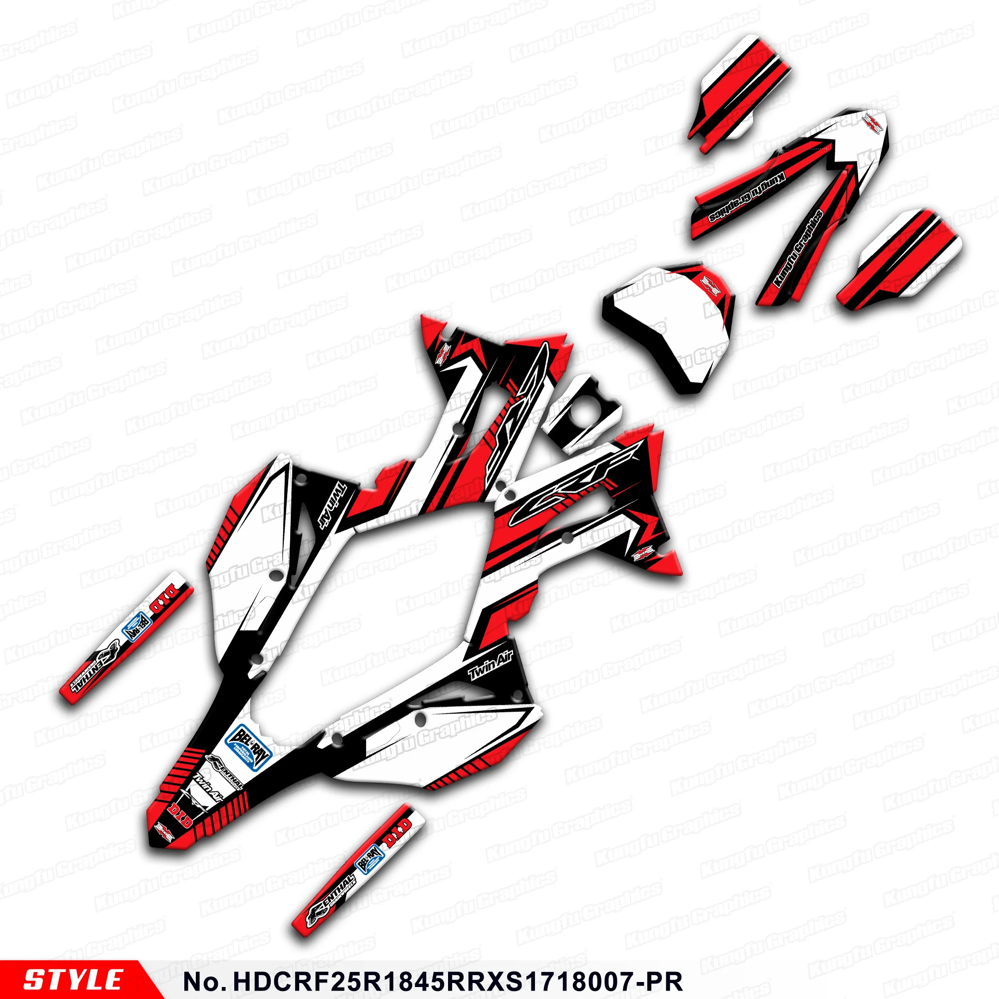 Motorcycle Motorcycle Decals Durable Vinyl for Honda CRF250R CRF450R 2017 2018 2019 2020 2021, HDCRF25R1845RRXS1718007-PR