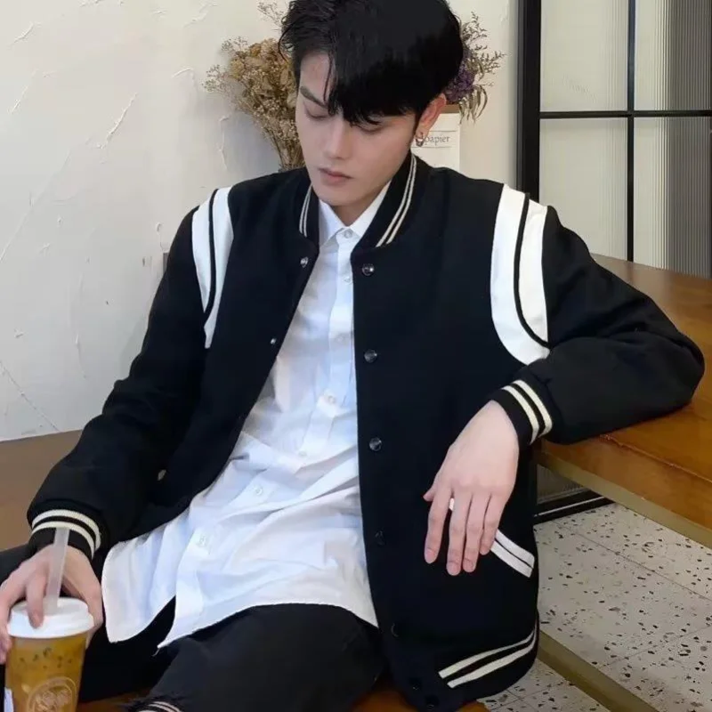 

Модная мужская универсальная повседневная свободная простая куртка с длинными рукавами и лацканами, трендовая новая молодежная трендовая куртка в стиле Харадзюку, весна-осень