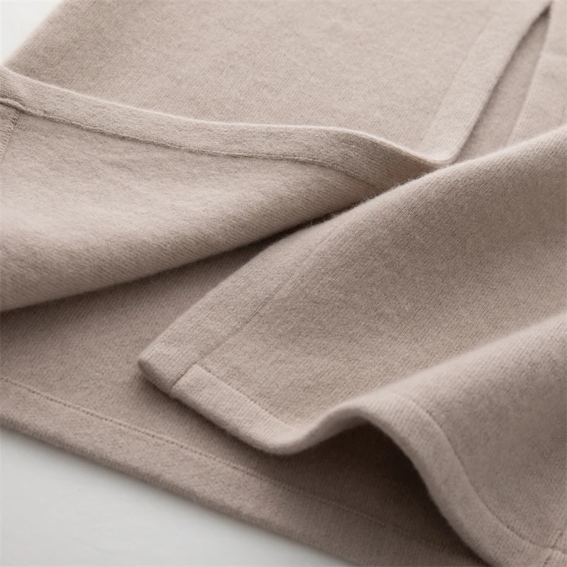 Chic Women's Long Skirt 100% Cashmere Straight Skirt Knit Autumn Winter Ankle-Length Skirt Warm Elegant Casual Rear Slit Dress
