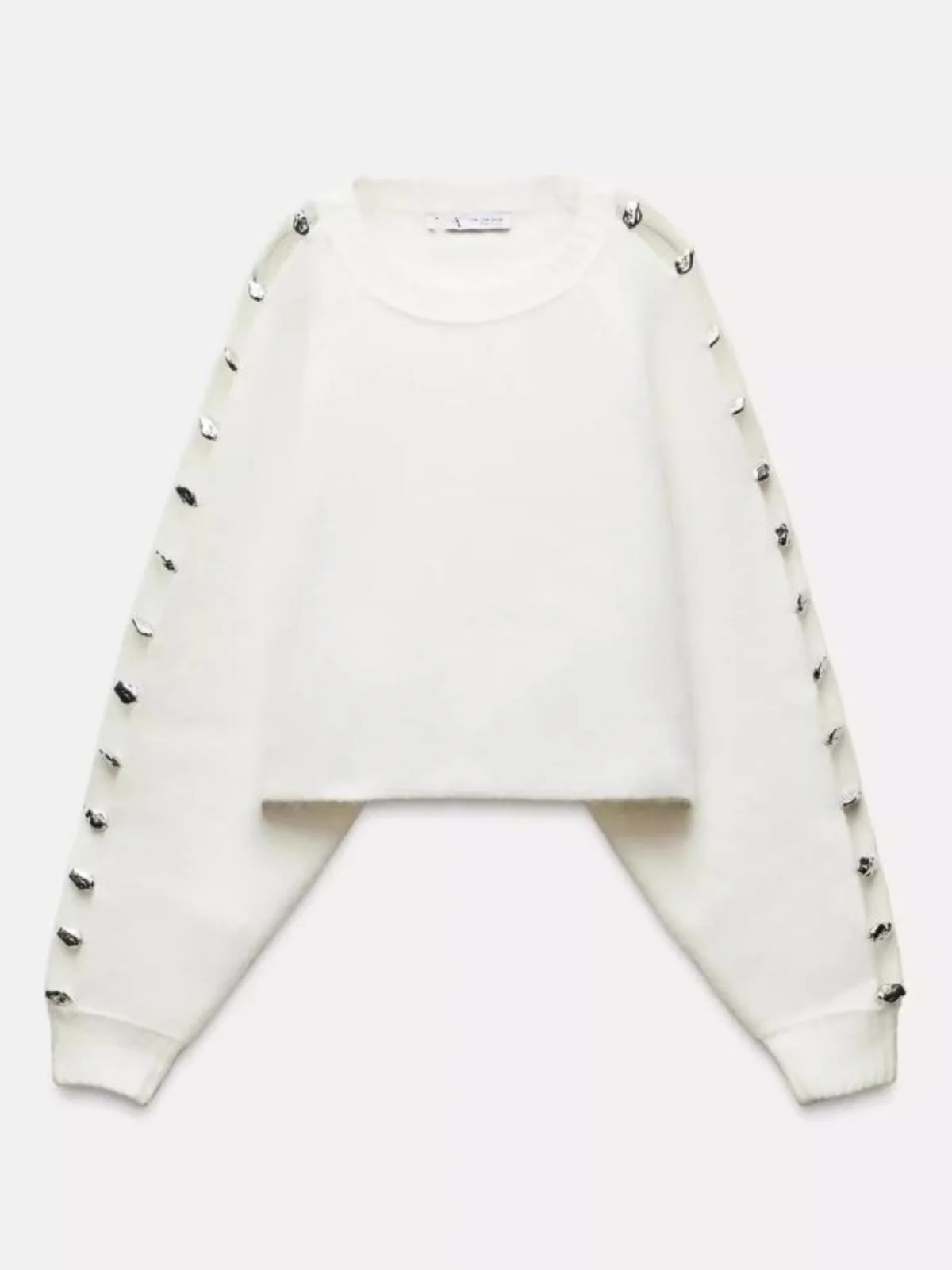 

Spring 2025 Women's High-End Loose Punk Metal Ball Sve Knitted Sweater New Arrival Sweet Sle Long Sve round Ne Sweater