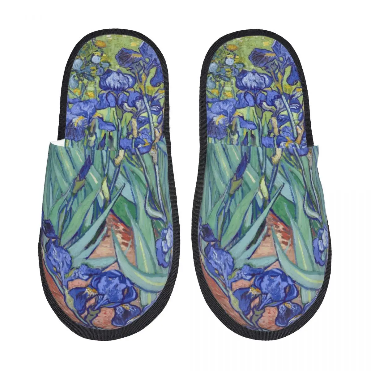 

Тапочки для ванной комнаты с рисунком ирисов по мотивам картины Винсента Ван Гога, женские, с изображением цветов, художественные, домашние тапочки