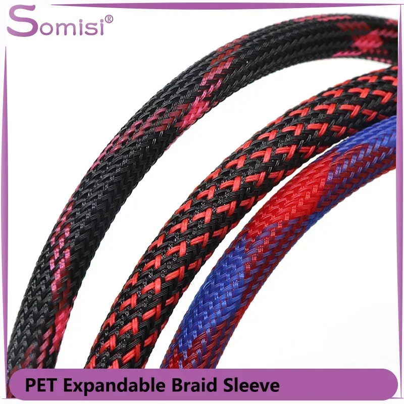 

2/10M PET Expandable Braided Sleeve 2/4/6/8/10/12/14/16/20/25/30/40mm High Density Nylon Protector Sheath For Electric Cables