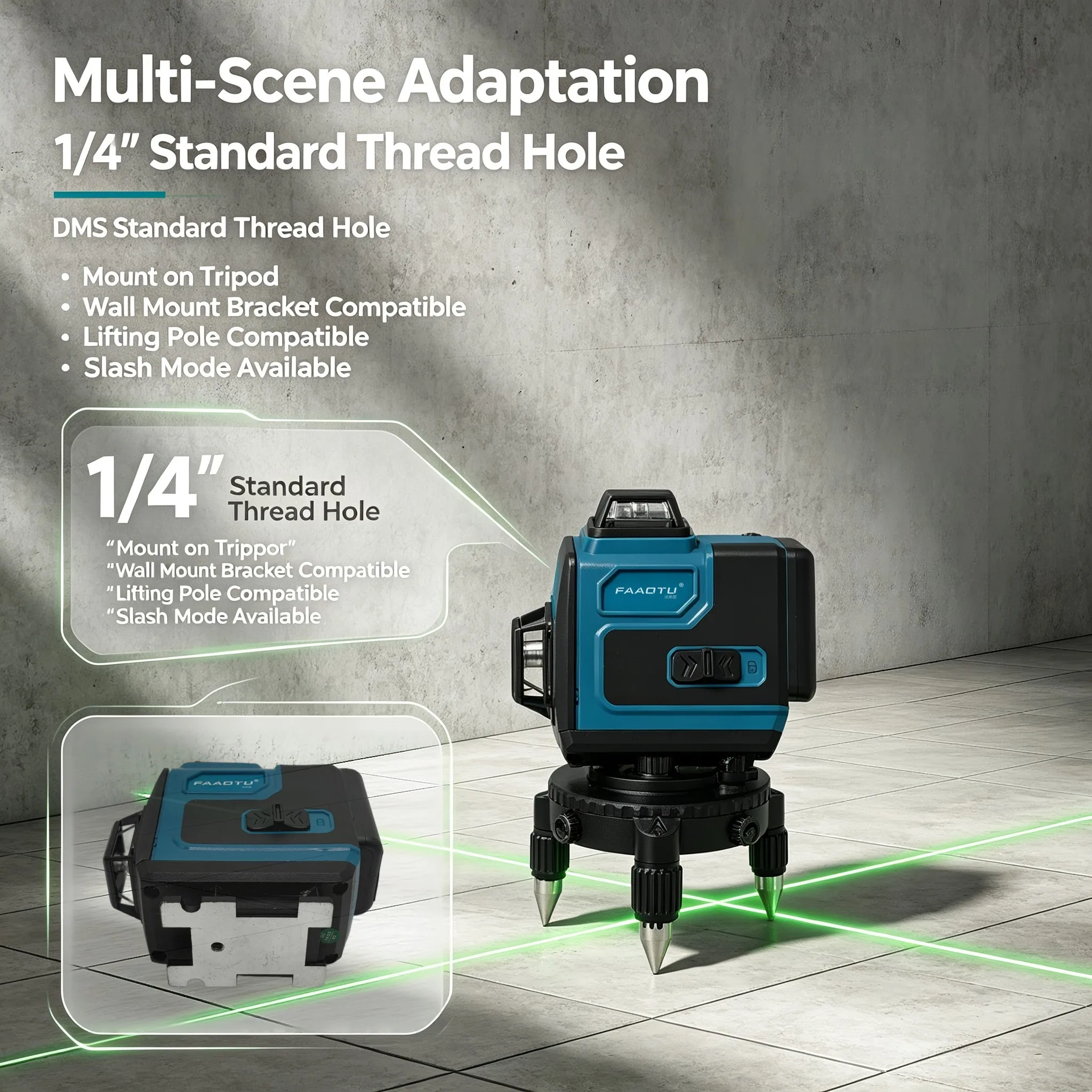 FAAOTU Laser Level Matches MT Appearance & Performance Auto Self‑Leveling Cross‑Line Leveler