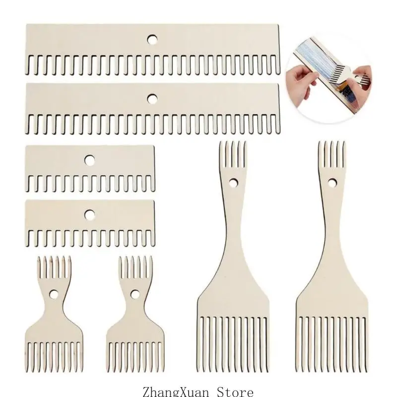 Webkämme aus Holz, 8er-Pack für konsistente Kreation 3XUF – Detail 9