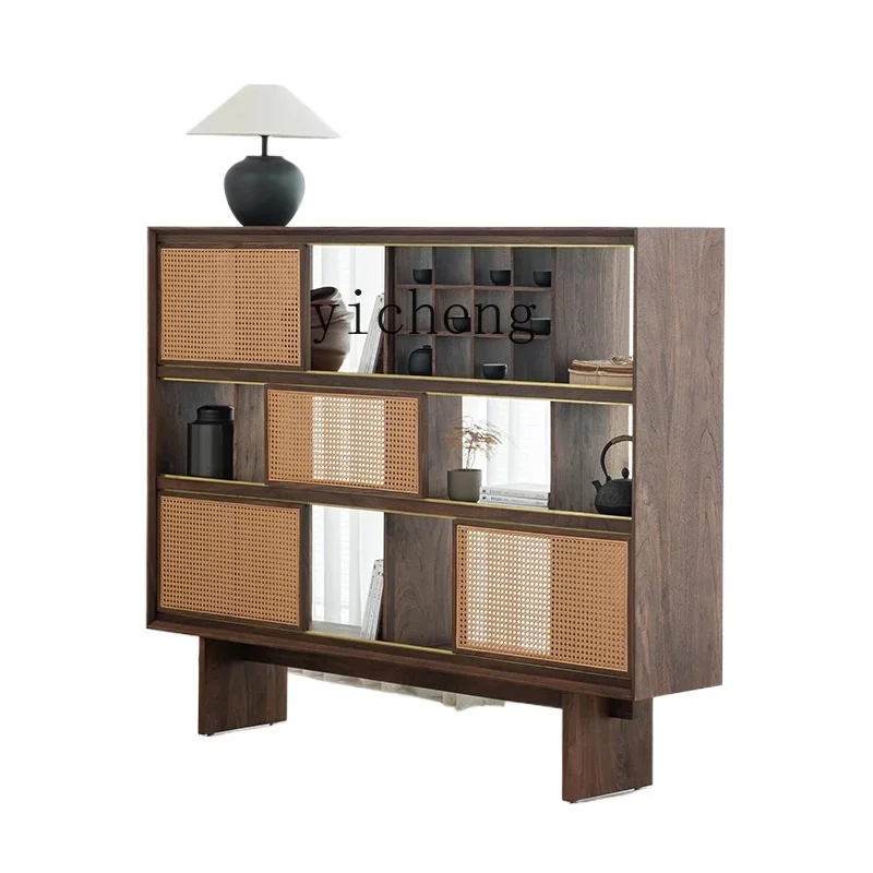 

ZZ Black Walnut Solid Wood Bookcase Modern Simple Shelf Storage Cabinet