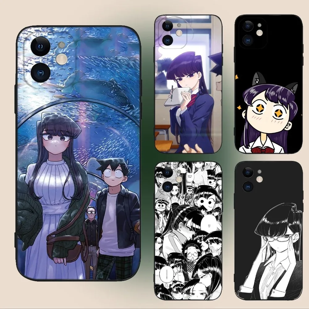 Anime K-Komi Shouko Phone Case For iPhone 16,15,14,13,12,11,Plus,Pro Max,XS,X,XR,SE,Mini,8,7 Soft Silicone Black Cover