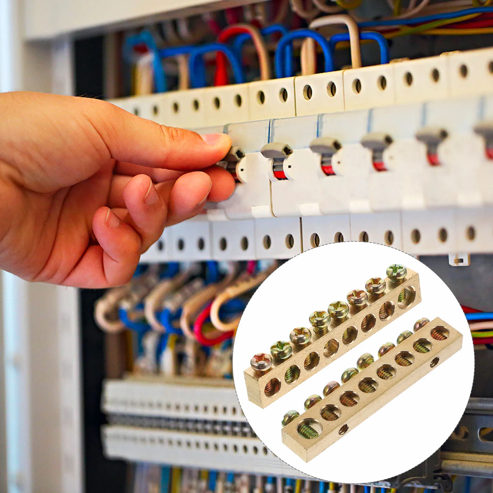 

4Pcs Copper Ground Neutral Bar 8 Hole Screw Terminal Distribution Wire Block Electrical Grounding Bars Terminal Connector