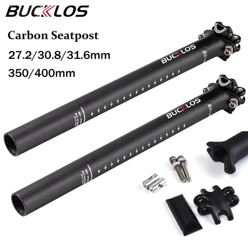 

BUCKLOS Road Bike Seatpost Carbon MTB Seat Tube 27.2mm 30.8mm 31.6mm Ultralight Bicycle Seat Post Adjustable 350/400mm