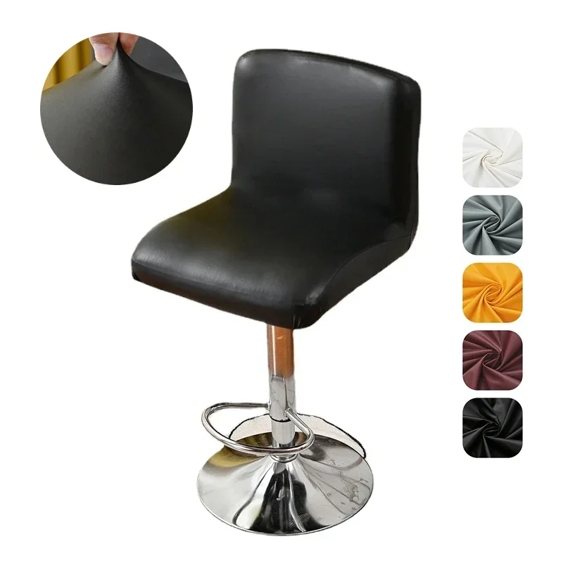 1PC Elastic PU Leather Bar Stool Chair Cover Waterproof Pump Dining Chair Slipcover Salon Small Seat Protector Home Office