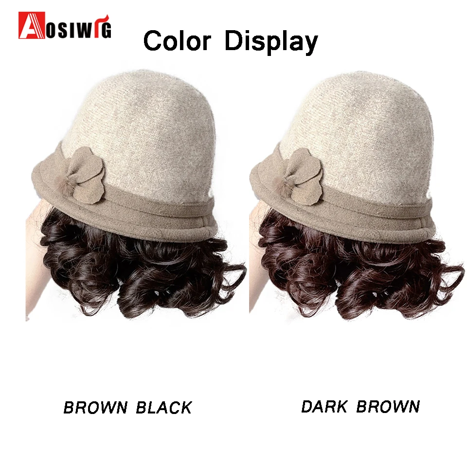 Autumn And Winter Fisherman Hat With Attached Shoulder Length Curly Hair Wig For Women Warm Fisherman Cap With Fashionable Wig S