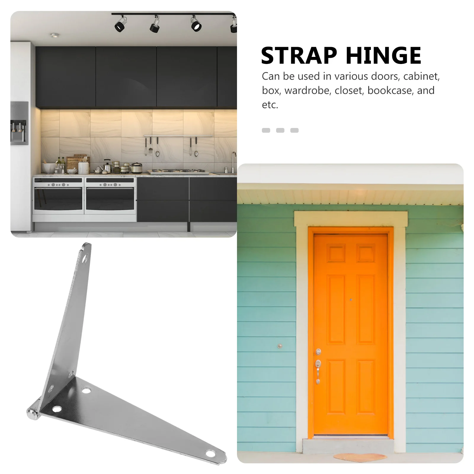 

2Pcs Heavy Duty Strap Hinge 100Mm for Door Gate Cabinet Box Wardrobe Strong Decorative Iron Hinge Hardware Strap Hinges