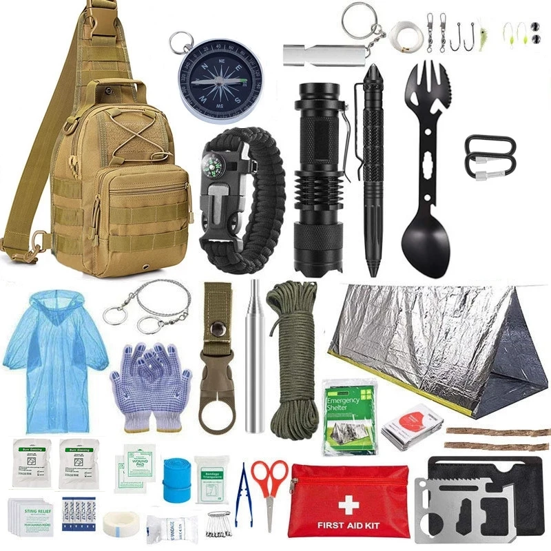 

Camping Trauma Travel Bag Outdoor Survival Kit, Multifunction Tactical Defense Equipment, First Aid SOS for Wilderness Adventure