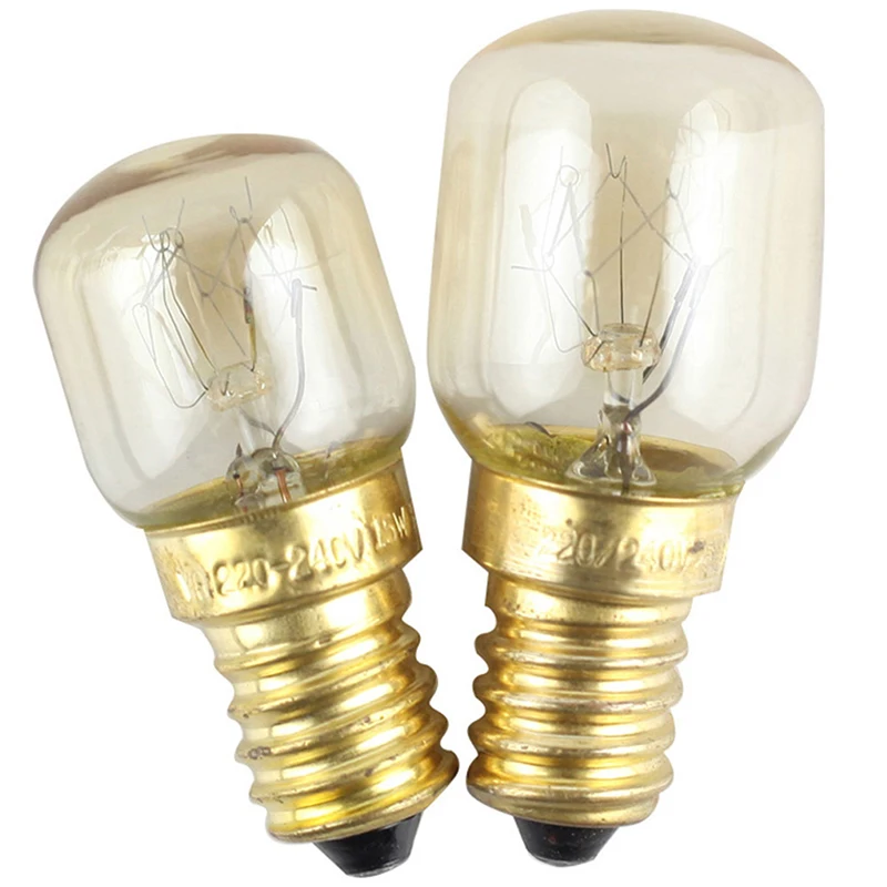Bombilla de alta temperatura, 15W, 25W, E14, 300 grados, para horno microondas, lámpara de vapor de filamento de tungsteno, Bombilla de sal