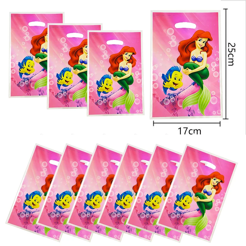 10pcs Mermaid Birthday Party Decoration Kids Shower Girls Tableware Supplies Gift Bags Cartoon Ariel Candy Box Party Decoration