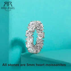 AnuJewel 5mm Heart Cut D Color Moissanite Eternity Band 925 Sterling Silver 18k Gold Plated Wedding Band Rings Jewelry Wholesale