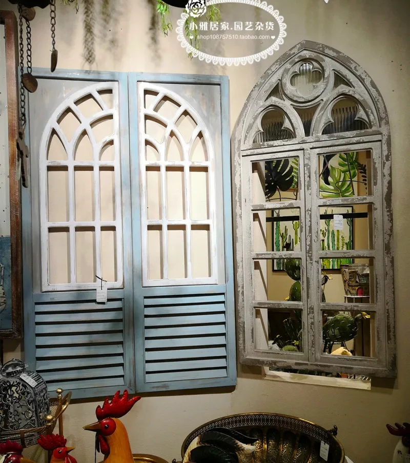 

American rural retro old n fake window wall scene arrangement home