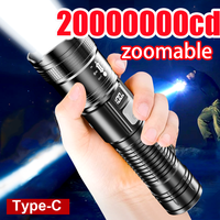 2000000cd Ultra-High Power Flashlight Digital Electronic Display Waterproof Torch Zoom Hand Light Outdoor Camping Lantern