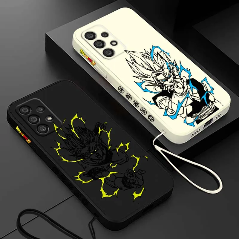 D-Dragon Ball Son Goku Fun Anime Cover For Samsung Galaxy A71 A55 A54 A53 A51 A50 A40 A15 A14 A06 5G Liquid Left Rope Phone case
