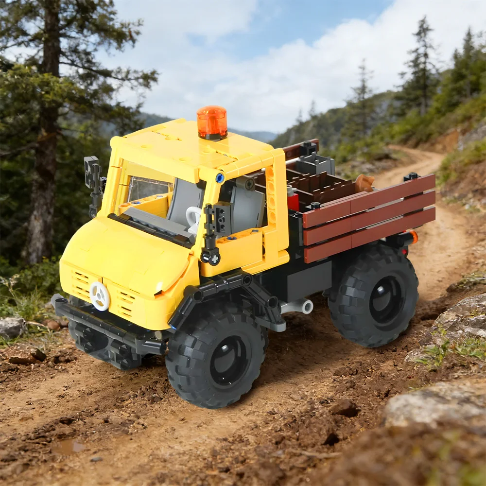 

MOC Unimog U406 Building Block City Car 4x4 Emergency Vehicle with Crane Brick Toy Adult Gift