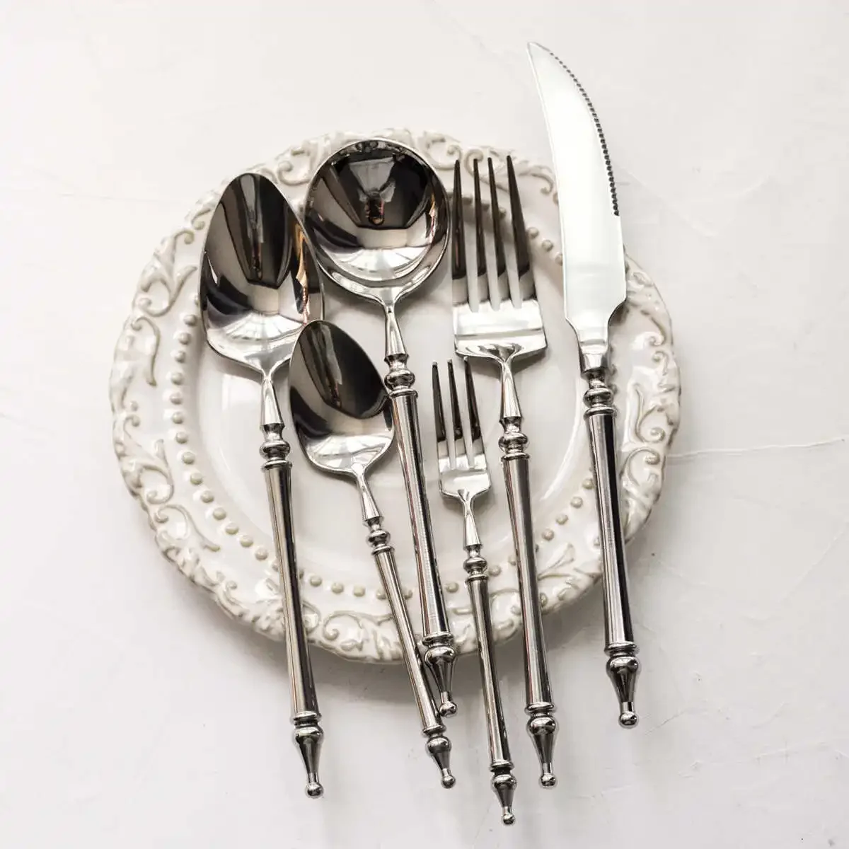 

6-piece Set 304 Stainless Steel Tableware Western-style Knife, Fork and Spoon Steak Knife Dessert Spoon Set Restaurant Hotel