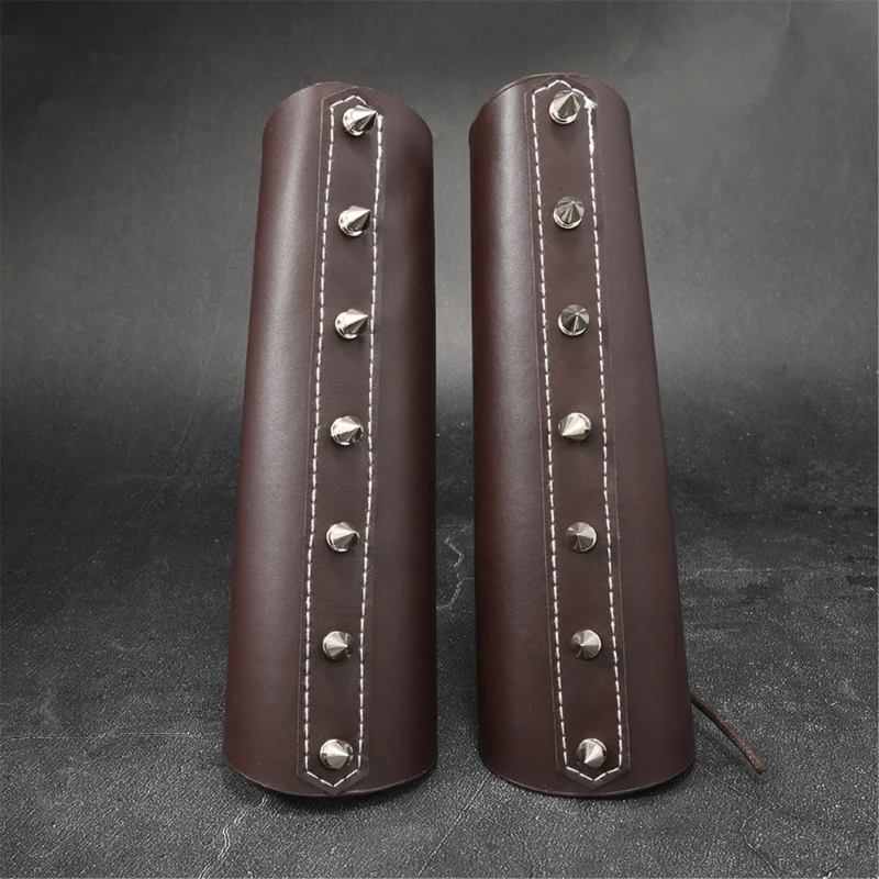 1PC Breathable Adjustable Motorcycle Arm Guards Punk PU Leather Wrist Protectors For Cycling Outdoor Activity