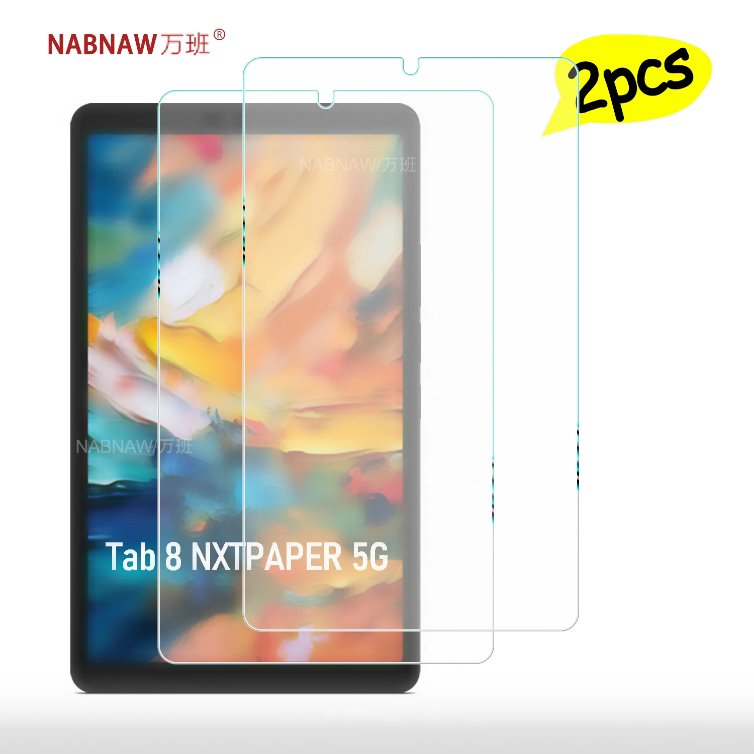 

For TCL Tab 8 NXTPAPER 5G Full HD Tempered Glass Film Screen Protector On TCL Tab 8 NXTPAPER 8.7" PC Scratch Proof Cover 2-Pack