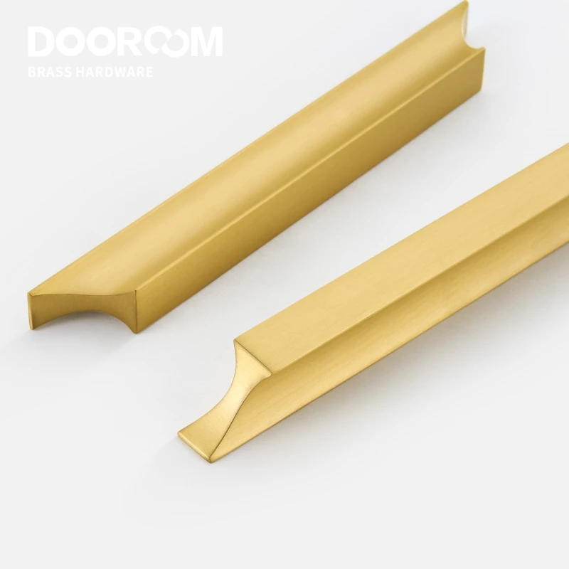 Maniglie per mobili in ottone Dooroom, moderne, lunghe, in oro opaco, per armadi, guardaroba, cassettiere, scatole per scarpe, cassettiere, armadietti, pomelli