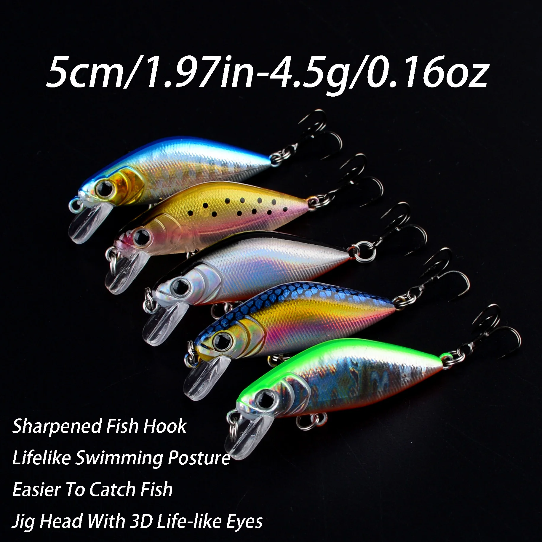 5 قطع من طُعم البلمة الصغير المتذبذب الطعم الاصطناعي لملحقات صيد سمك السلمون المرقط باس جبل تيار سويم