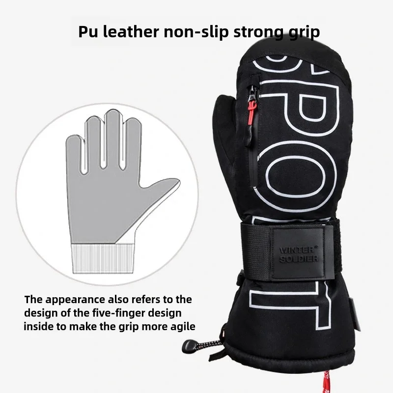 Winter Warm Snow Outdoor Skiing Snowing Wrist Guards Waterproof Anti Wear Snowboard Snowmobile Cycling Ski Gloves  Men Women