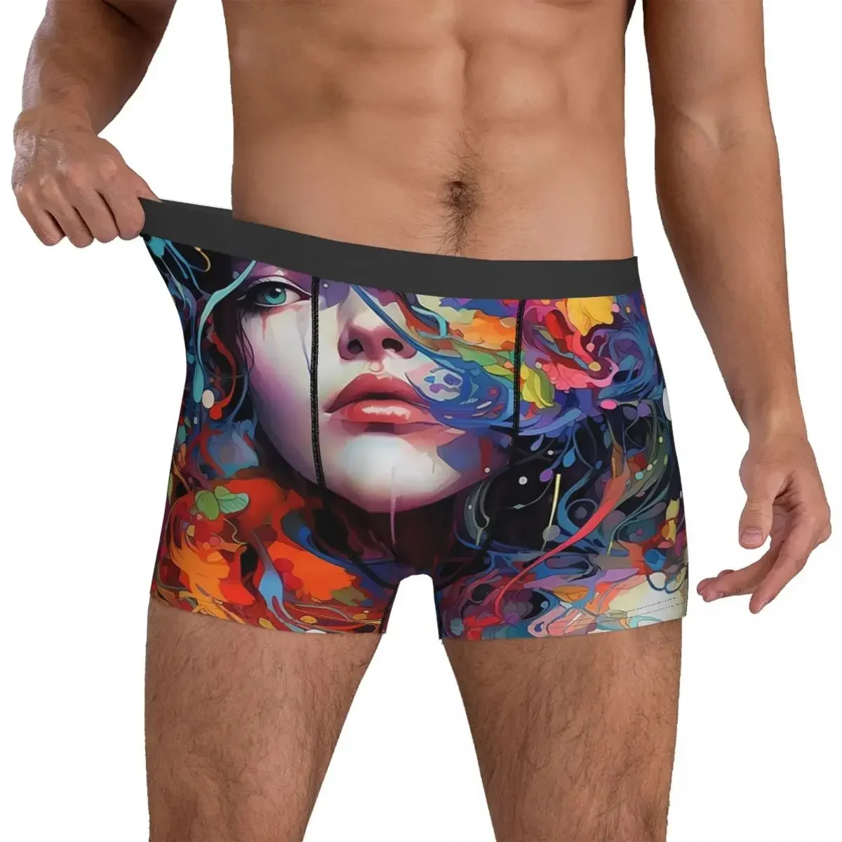 Boxer Underpants Shorts Abstract Faces Expressions Of Individuality Panties Male Soft Underwear for Homme Man Boyfriend Gift