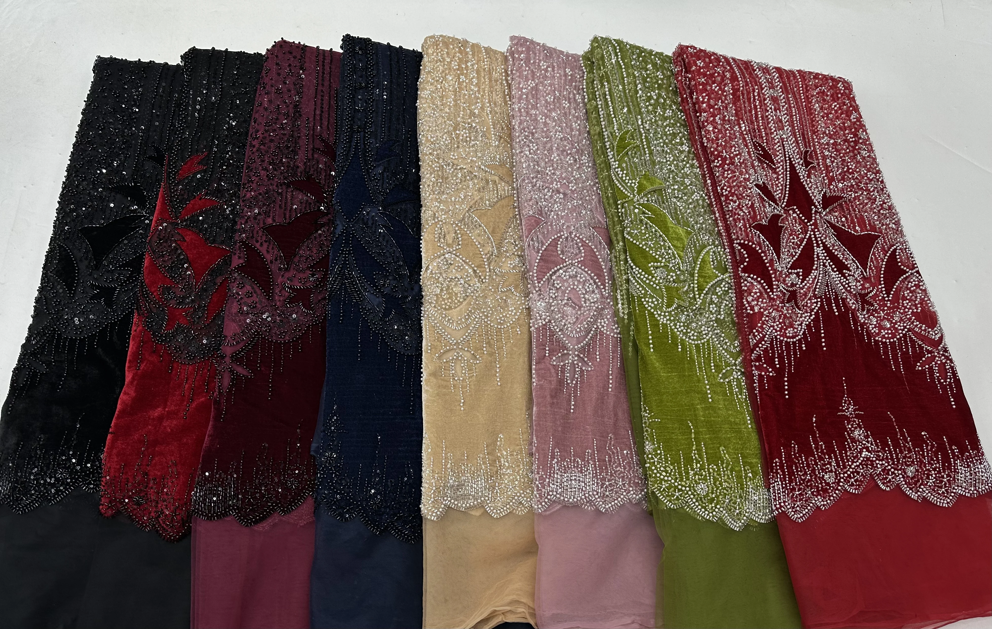 Afrikanischer Samt-Tüll-Spitzenstoff, Französisch 2025, luxuriöse Pailletten, Perlen, Mesh-Spitzenstoff, nigerianisch, für Damen, Abendkleidung, Kleider