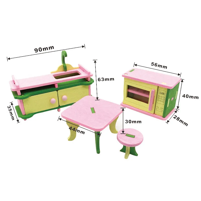 1:12 casa de bonecas móveis em miniatura de madeira criativo banheiro quarto restaurante para crianças figura ação boneca casa decoração boneca