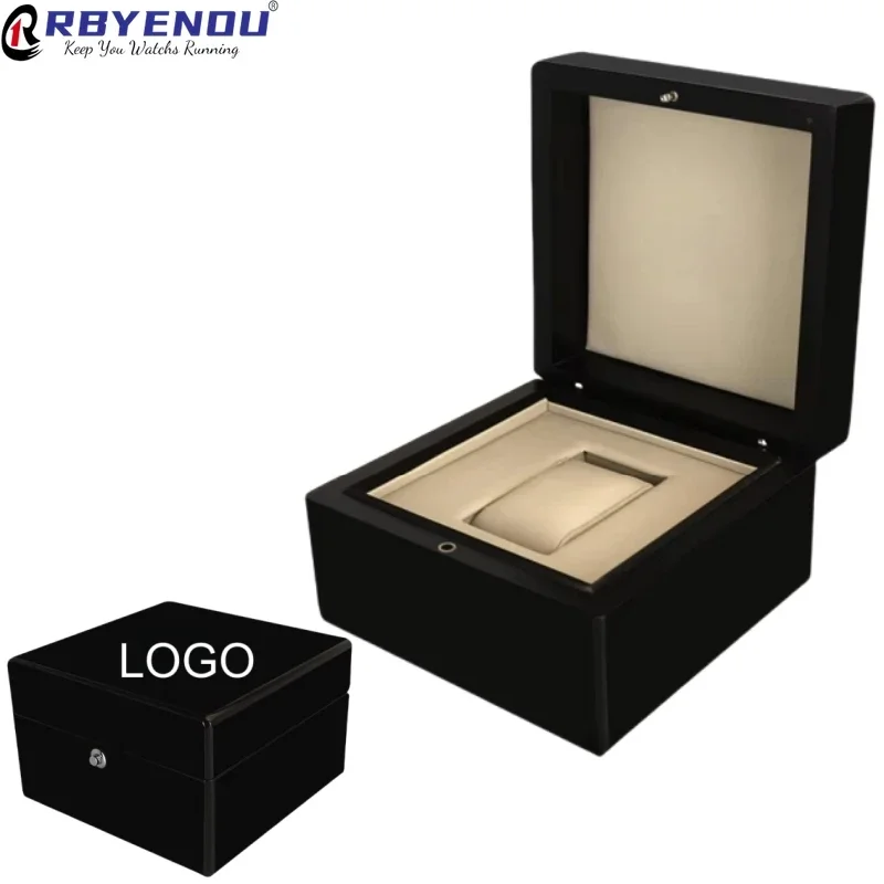 High End Gift Box Baking Paint Surface Customizable Logo Watch Case Box Watch Organizer Gift Highend Wooden Packaging Watch Case