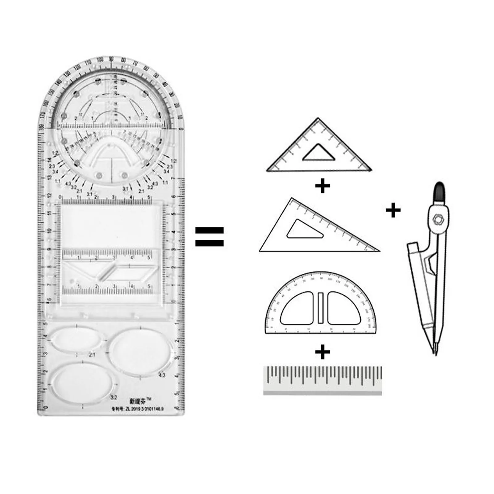 学生建築家デザイナーのための幾何学製図ツールを描画するための多機能幾何学定規測定定規幾何学