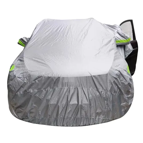 Imagen 2 del producto Cubierta Universal para coche y SUV/Sedán, impermeable al aire libre, sol, lluvia, nieve, protección UV, paraguas, S-XXL plateado