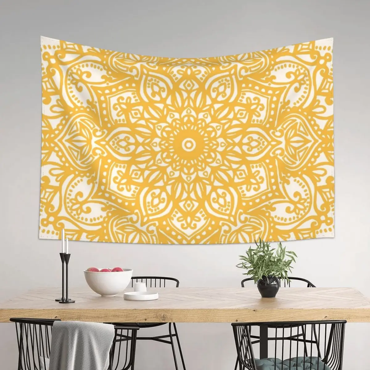 

Yellow Mandala Pattern Tapestry Kawaii Room Decor Room Decore Aesthetic Home Decorating Tapestry