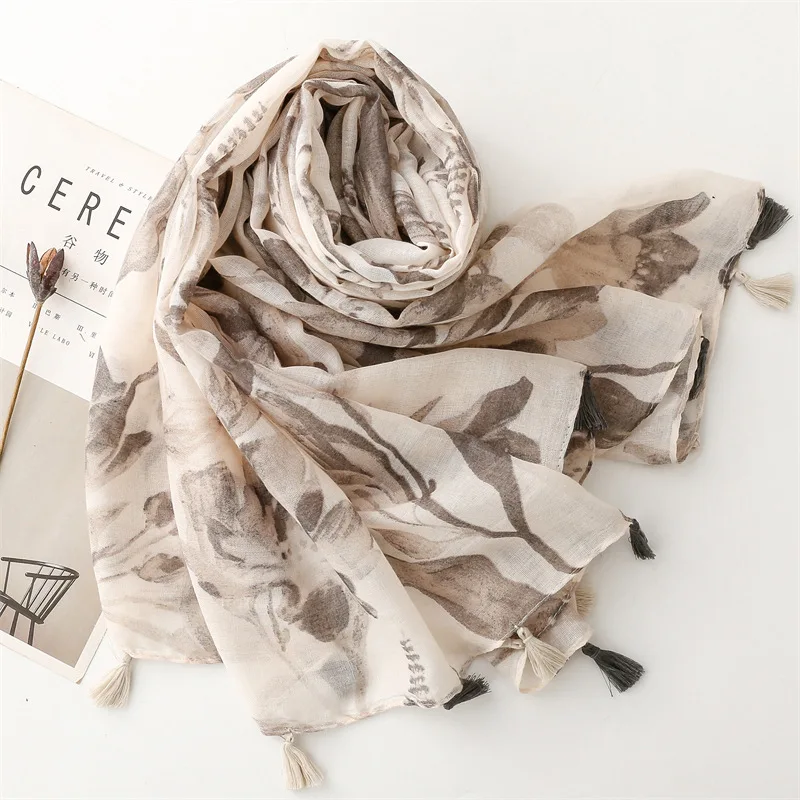 الفاخرة القطن الكتان الشعور المرأة فسكوزي وشاح الصيف شاطئ شال مصمم شرابة الباشمينا مسلم الحجاب التفاف سيدة