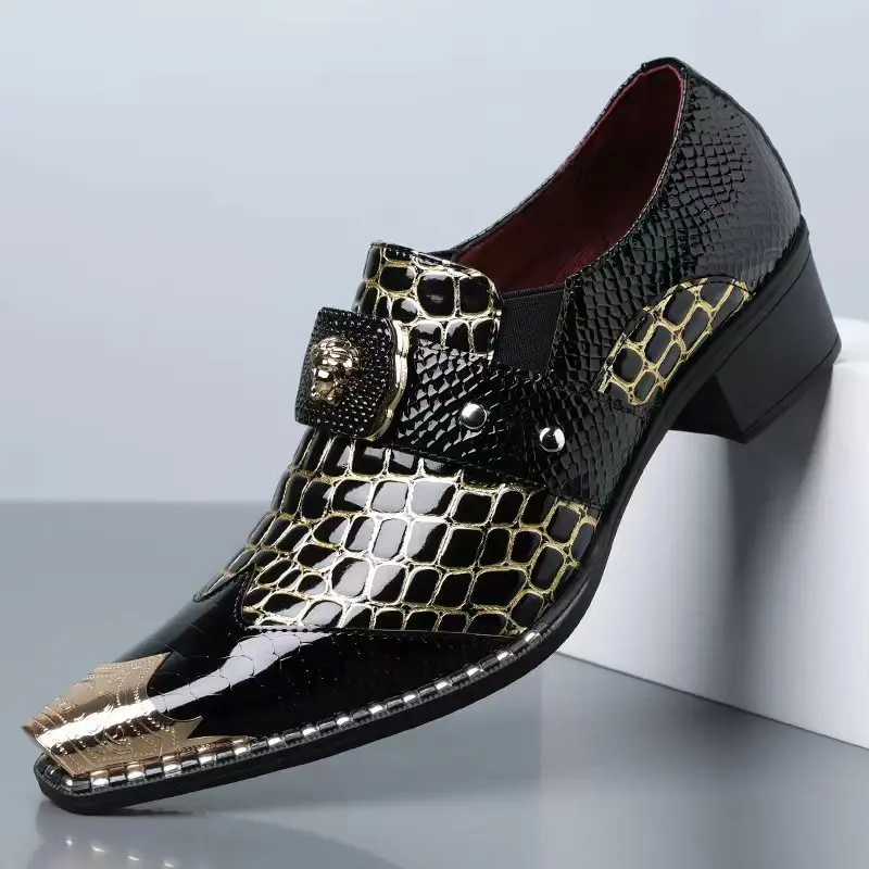 

Size48 Man Shoes Luxury Banquet Leather Shoes for Mem Fashion Pattern Iron Business Dress Casual Men's Loafers Zapatillas Hombre