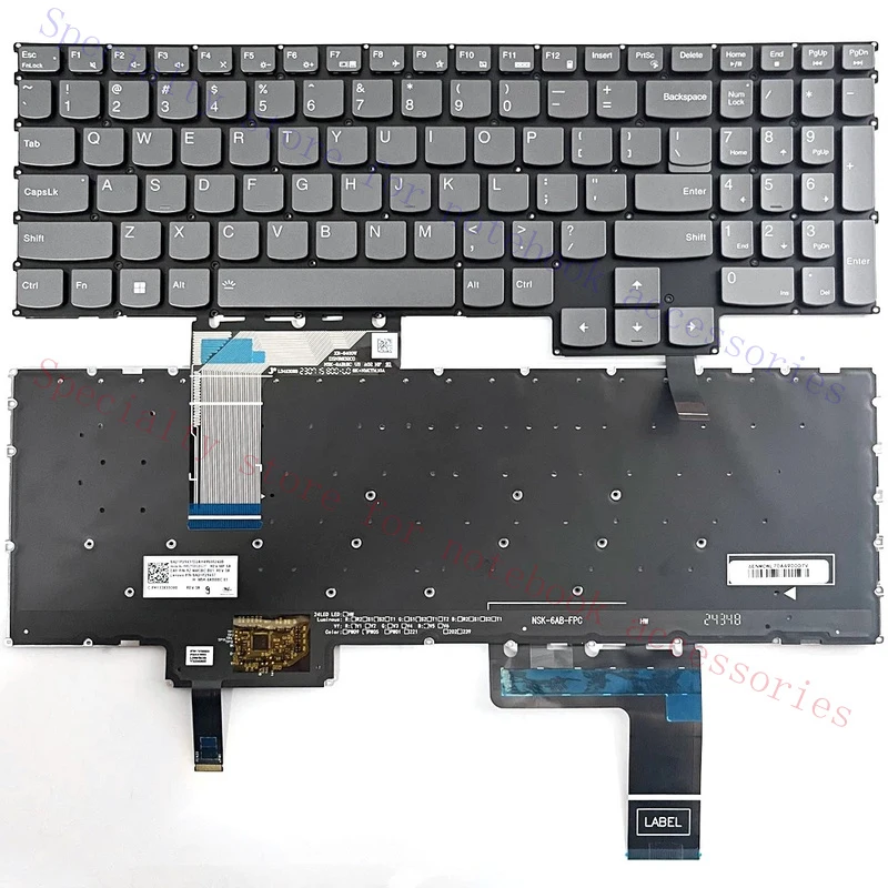 A+  New Internal RGB US Backlit Keyboard Grey For Legion 5 16IRX9 83DG Laptop