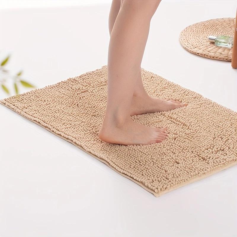 Chenille Bathroom Rug Super Absorbent Non-Slip Bath Mat Soft Fluffy Shaggy Floor Mat for Bathroom Shower Machine Washable