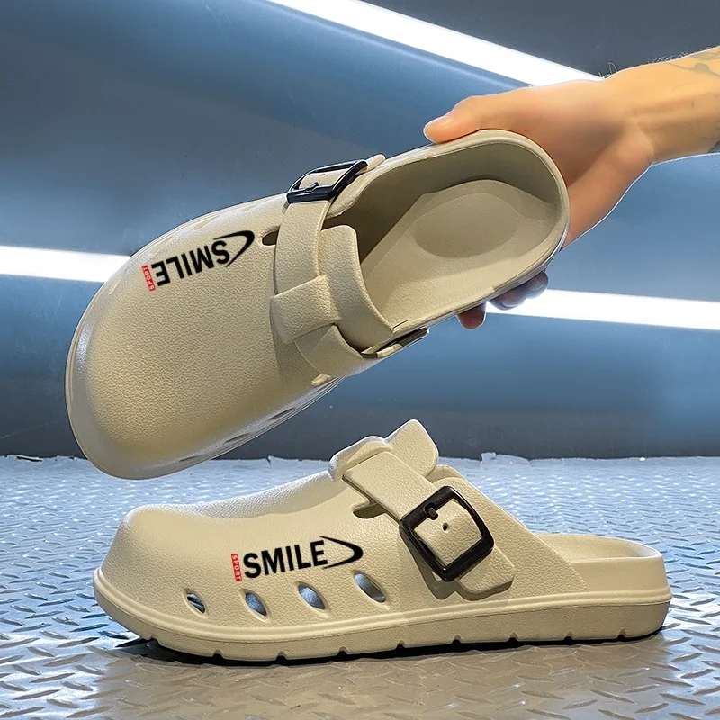

Men's Casual Slippers Summer New Fashion Hole Shoes Outdoor Soft-sole Comfort Breathable Sandals Beach Shoes Anti-slip Shoe