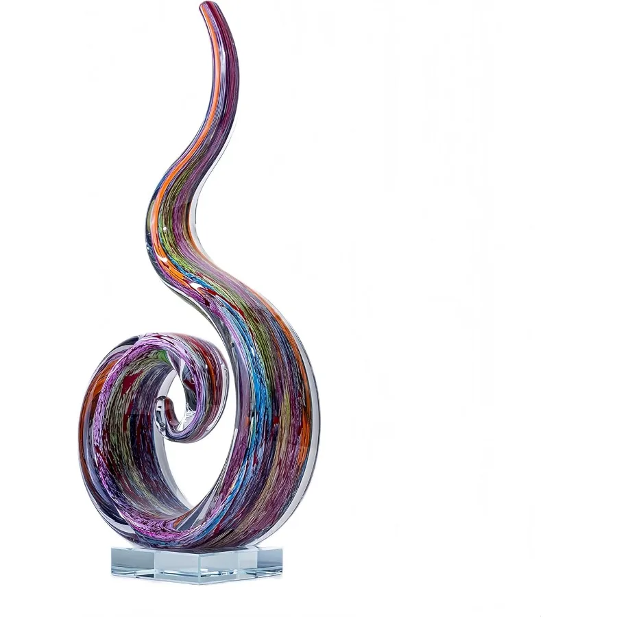 

14" Tall Outdoor-Ready Hand-Blown Art Glass Abstract Sculpture - Modern Organic Tabletop Decor for Home/Office/Resort/Hote Pati