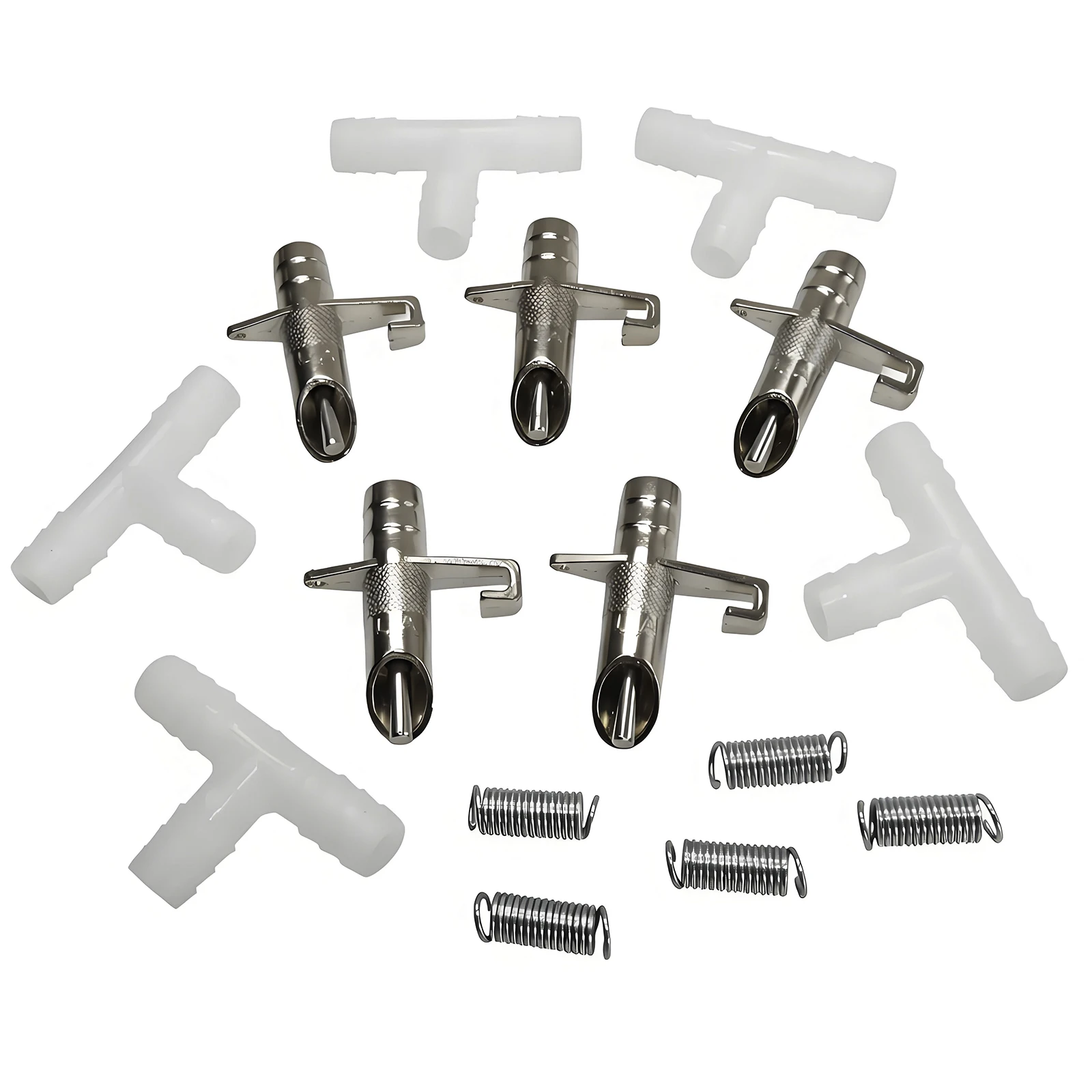 

100 Pcs zinc alloy rabbit drinking spout set with plastic tee tube and metal spring Rabbit raising supplies