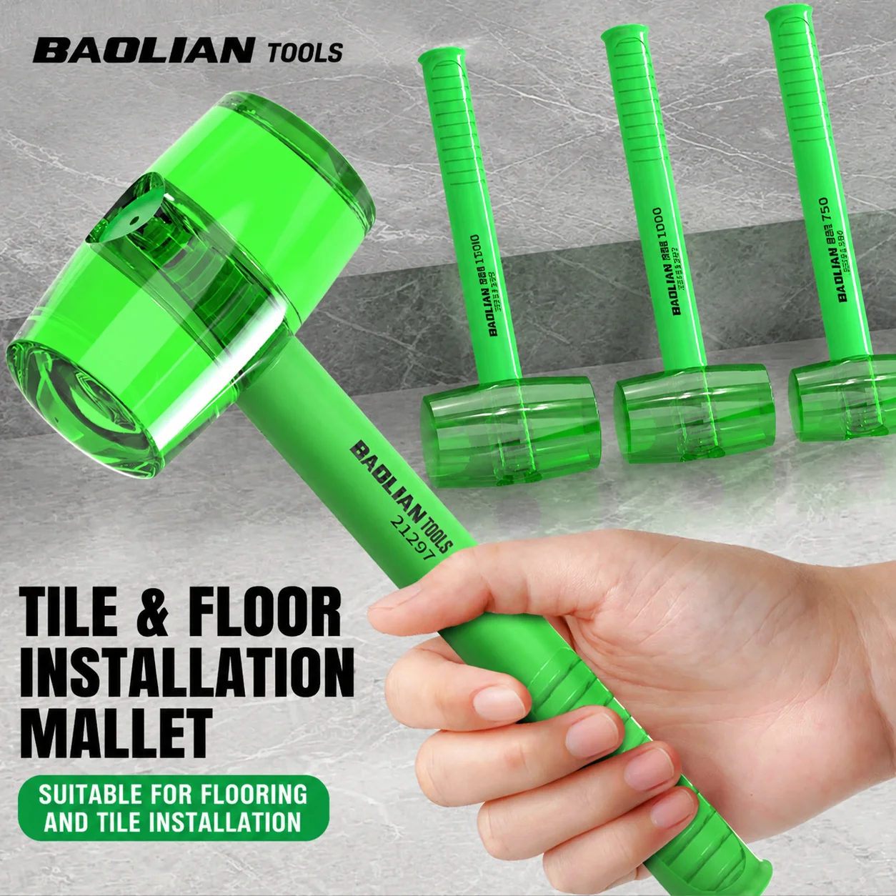 Transparent Solid Rubber Hammer High Elasticity Non-Marking Mallet for Tile Flooring Installation Shockproof Wear Resistant Tool