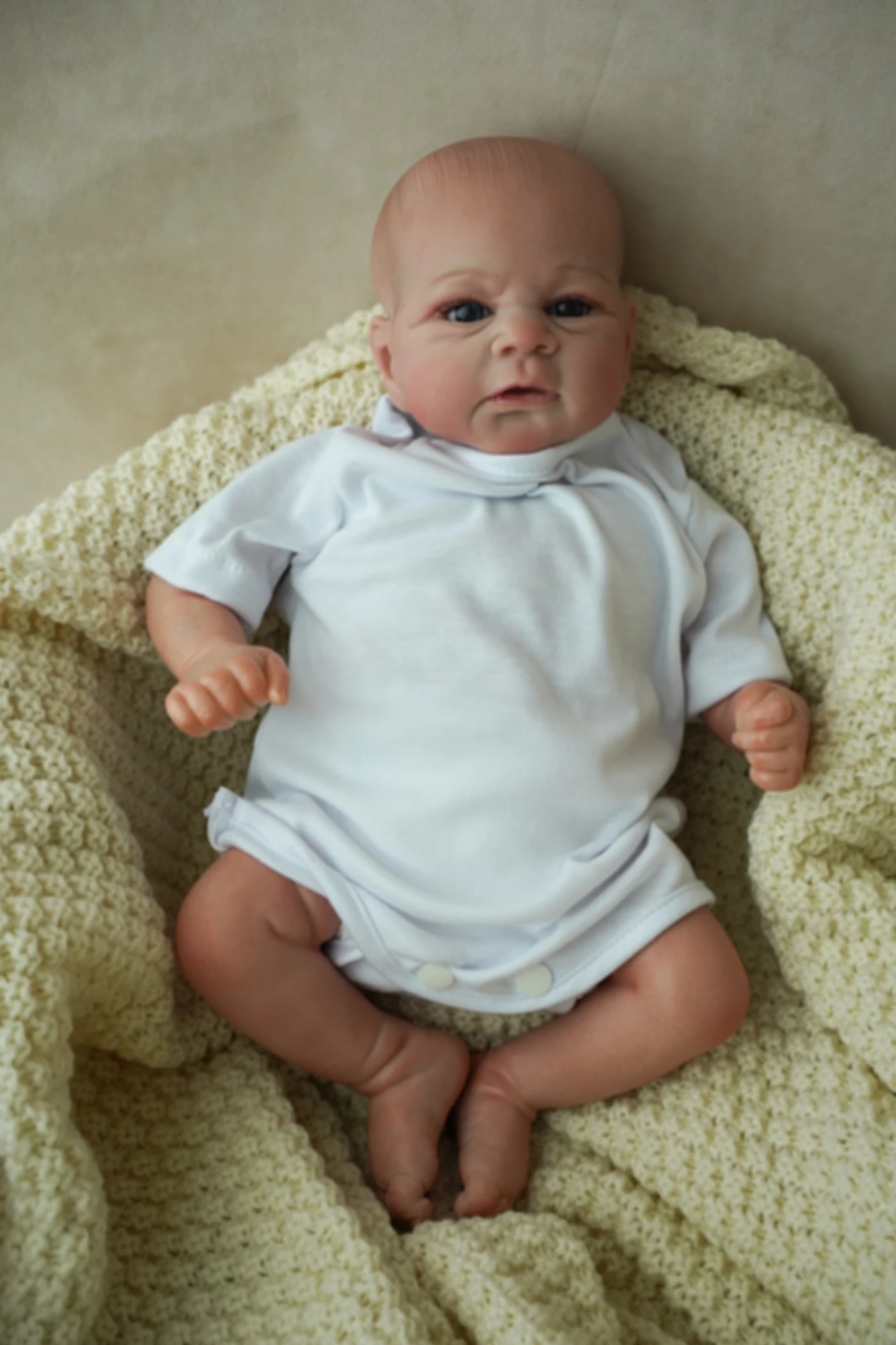 Painted Finished Doll Premie Baby Reborn Doll Lifelike 46CM Elijah High Quality Genesis Hand Painted Doll