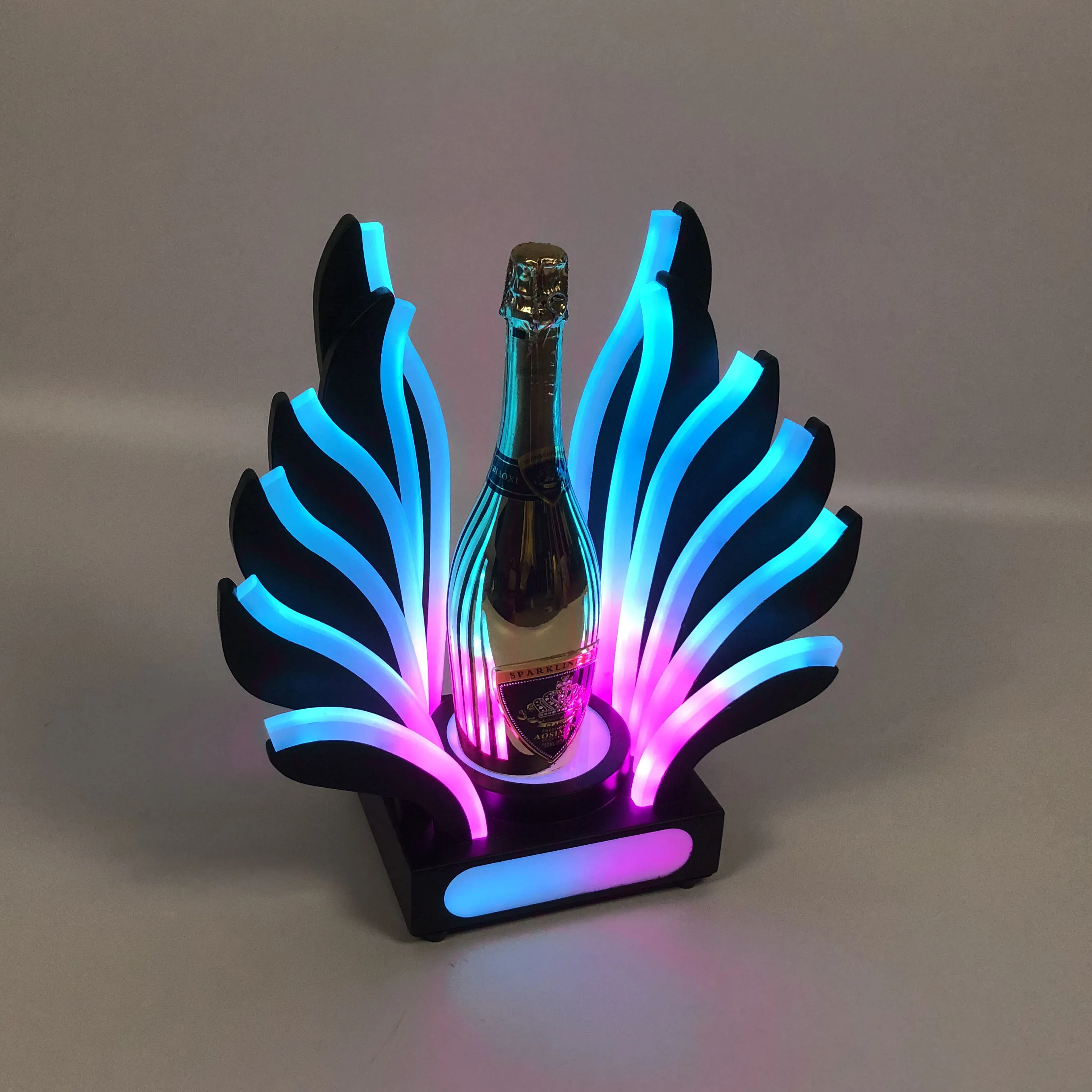 

Led Peacock Tail Champagne Bottle Display Stand Bar Nightclub Party Vip Service Wine Rack Decoration Beautifier Colorful Light