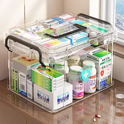 Double Layered Large Transparent Medicine Box, Household Medicine Box, Large Capacity Multifunctional Drug Storage Box